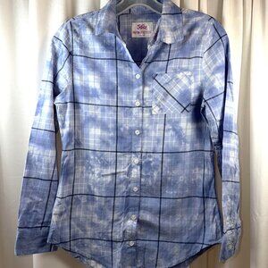 NWT Girls Justice Size 14/16 Blue & White Long Sleeve Button Down Tie Dyed Top
